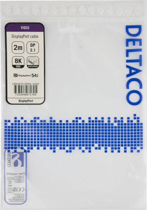 Produktbild Deltaco DisplayPort cable, DP 2.1a, DP54, 2,0m (2 m)