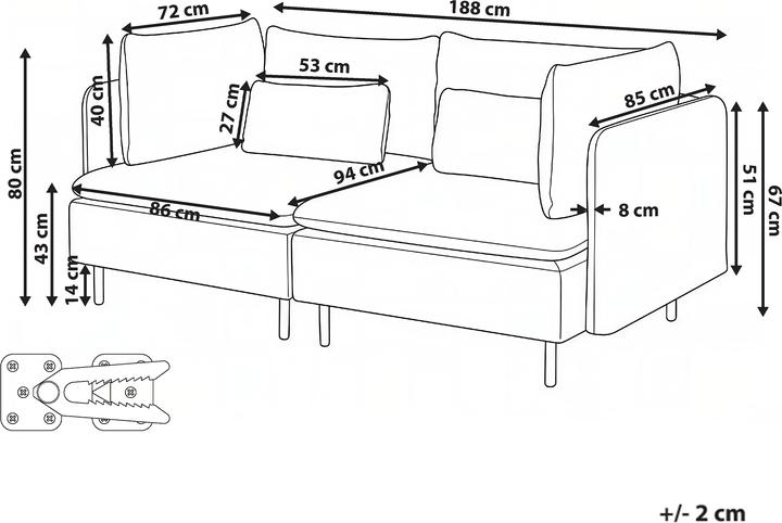 Actual product image Beliani Egeris (2 person sofa, Corner sofa)