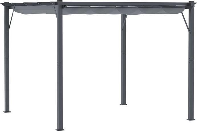 Swisshandel24 Padiglione a pergola con tetto scorrevole in alluminio grigio antracite+grigio scuro 3x3x2,23 m (300 cm, 300 cm)