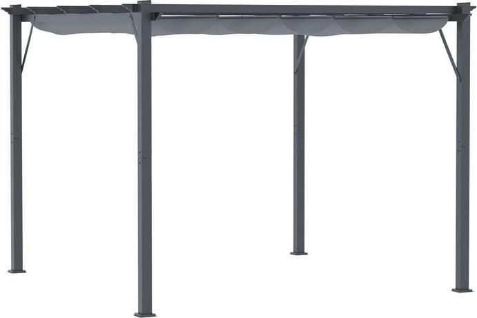 Immagine prodotto Swisshandel24 Padiglione a pergola con tetto scorrevole in alluminio grigio antracite+grigio scuro 3x3x2,23 m (300 cm, 300 cm)