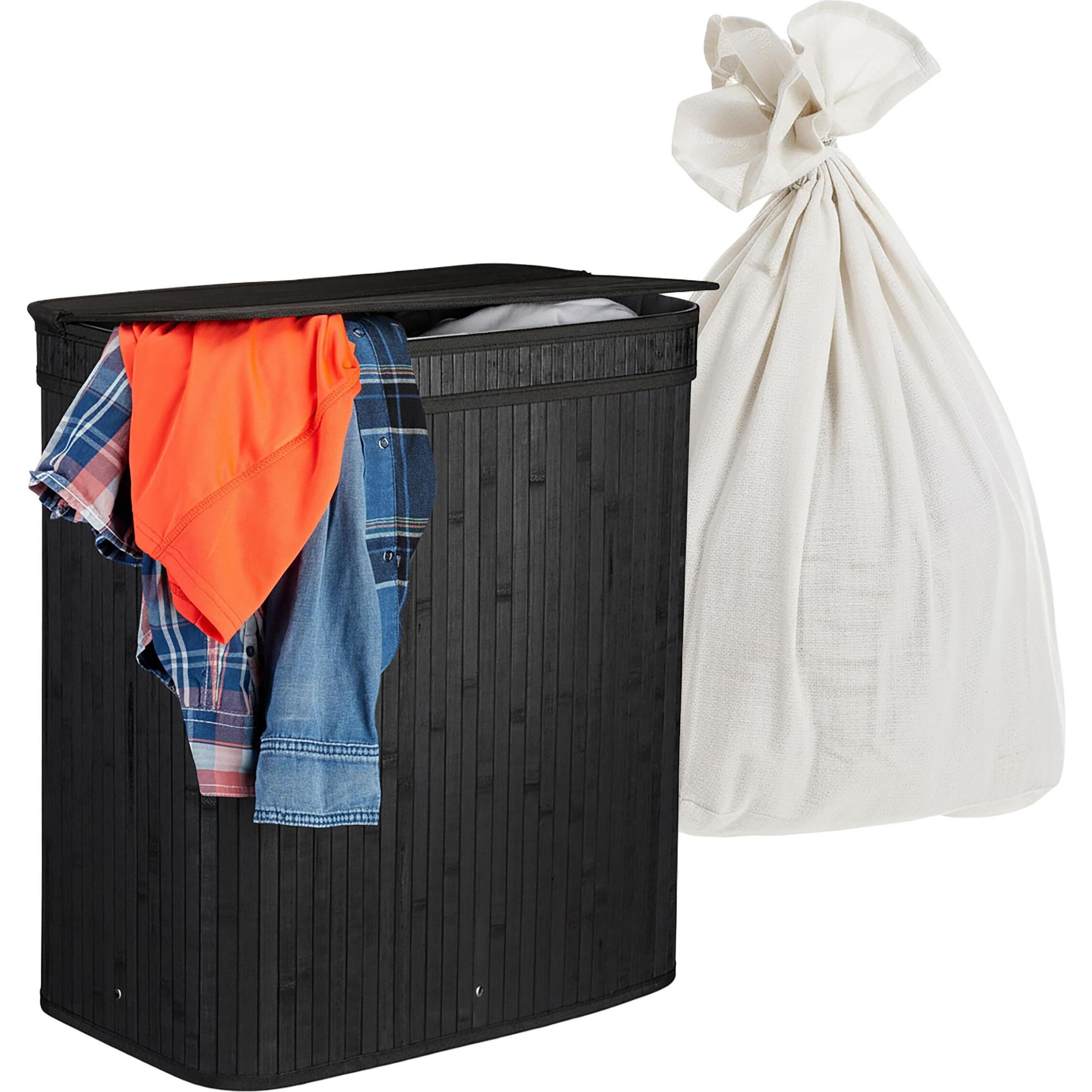 Relaxdays Nero Portabiancheria, Cesto Bambù (100 L)