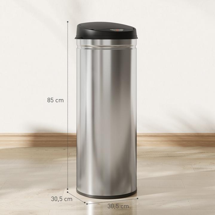 Produktbild Homcom Sensor-Mülleimer Edelstahl, Kunststoff Silber (50 l)