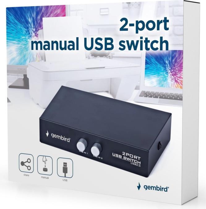 Actual product image Gembird DSU-21 USB switch for sharing peripherals