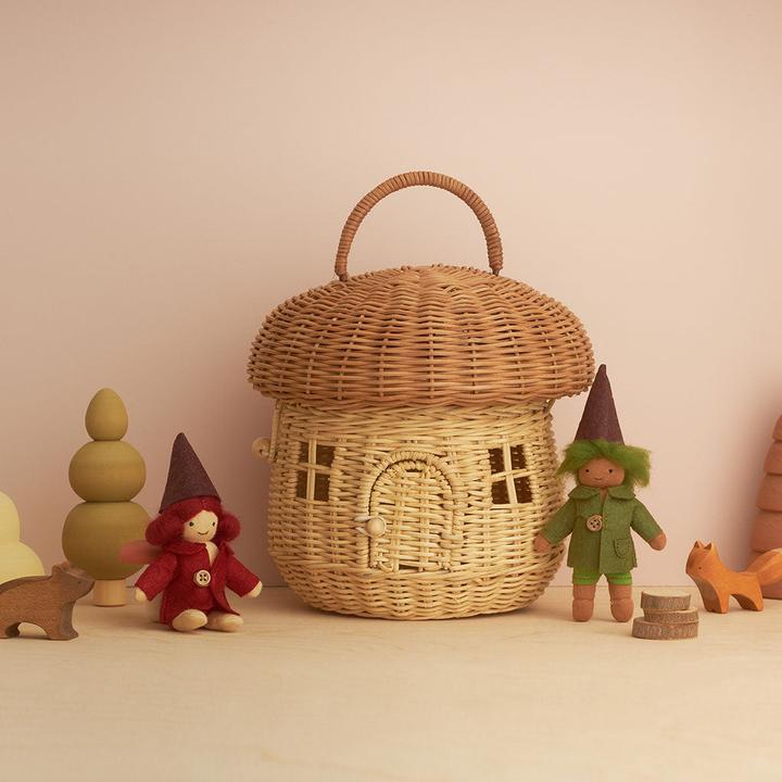 Actual product image Olli Ella Preorder: rattan basket mushroom (22 x 22 x 13 cm)