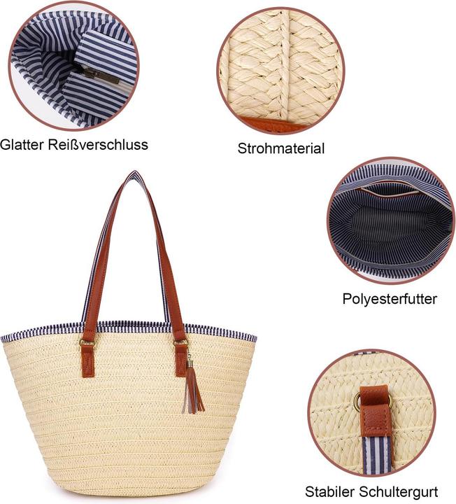 Produktbild Only-Bags.Store Straw Bags, Summer Beach Bag Straw