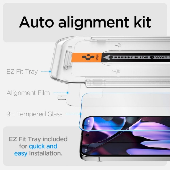Image du produit Spigen EZ Fit Protecteur d'écran en verre trempé Clear Google Pixel 9/9 Pro 2-Pack (2 pièce(s), Google Pixel 9 Pro, Google Pixel 9)