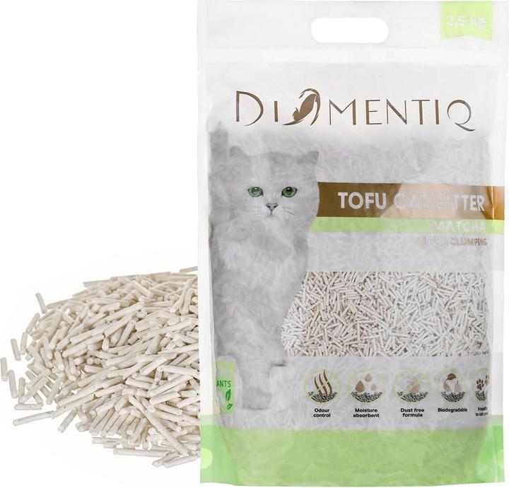 Produktbild Diamentiq Tofu Matcha Ultra clumping - pflanzliches Streu - 2 5 kg (Biologisch abbaubar, Klumpend, Nicht staubend, 2.50 kg)