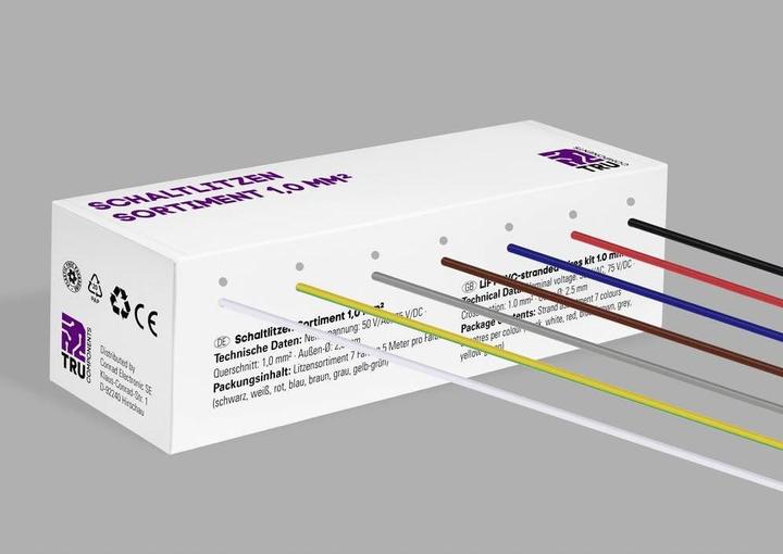 Actual product image Tru Components TC-12112368 Stranded wire 1.0 mm² Black, white, red, blue, brown (5 m)