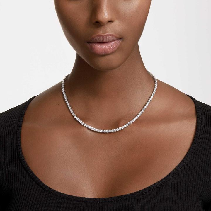 Produktbild Swarovski Matrix Tennis Halskette Rundschliff Klein Weiss (Swarovski Metall, 41 cm)
