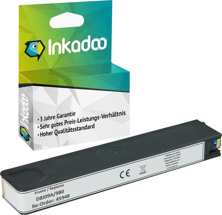 Image du produit Inkadoo Cartouches d'impression compatibles avec HP D8J09A / 980 Cartouche d'encre, jaune Jaune (Y)