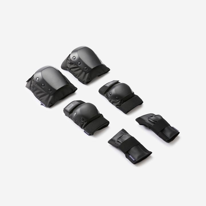 Immagine prodotto Decathlon Set di protezioni da skateboard per adulti a 3 pezzi Pad500 Nero (L, Ginocchiera, Protezioni per i polsi, Protettori gomito, Esemplare unico)