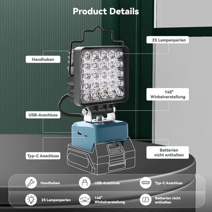 Image du produit ‎Tumemut Lampe de travail sur batterie (4800 lm)
