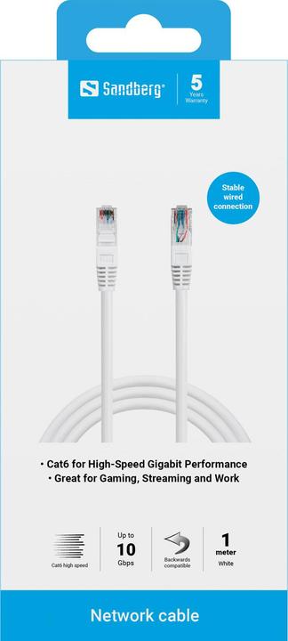 Actual product image Sandberg Network cable UTP Cat6 1 m (U/UTP, CAT6, 1 m)