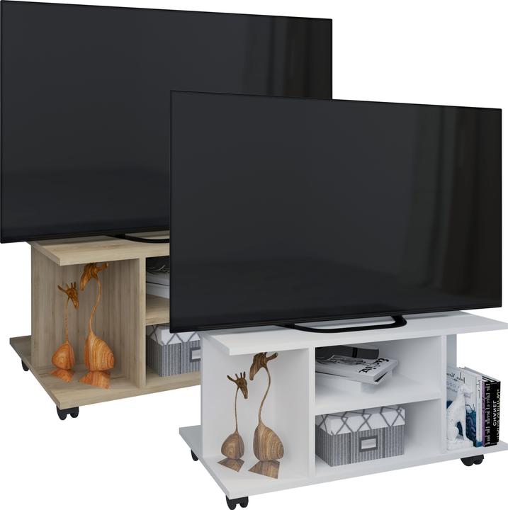Produktbild VCM Holz TV Lowboard Rollen Fernsehschrank Tisch Konsole rollbar Möbel Fernsehtisch Findalo (80 x 40 x 40 cm)