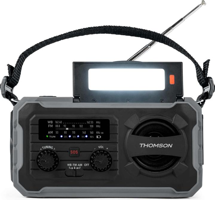 Produktbild Thomson Emergency Hand Crank Radio w/ Solar - Grey (AM, FM)
