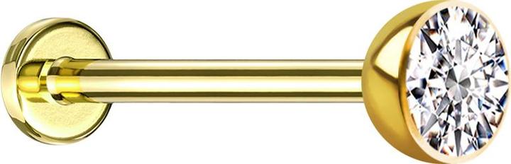Produktbild Star Piercing Micro Threadless Labret vergoldet Halbkugel mit Kristall silber (ohne Messing, Titan)