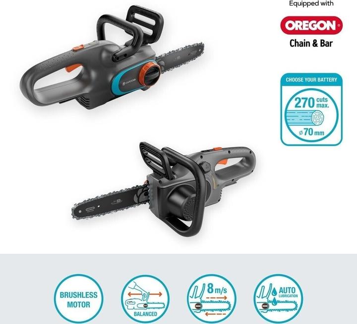 Actual product image Gardena Akku-Kettensäge PowerSaw 250/18V P4A solo (Battery chain saw)
