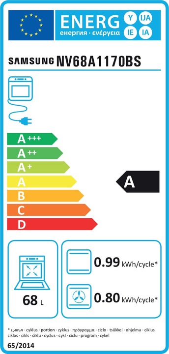 Energie-Label Samsung NV68A1170BS