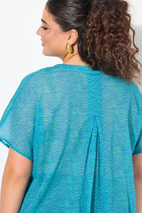 Actual product image Ulla Popken Summertime Zebra Print Short Sleeve Blouse (54)