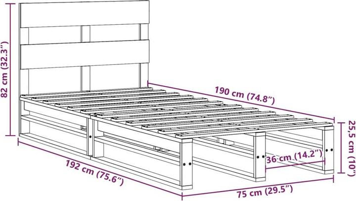 Produktbild vidaXL Bettrahmen (75 x 190 cm)