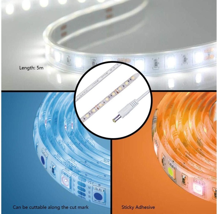 Immagine prodotto Woox Striscia LED intelligente + adattatore RGB+WW, Alexa, Google Home (Multicolore, 500 cm, Interno)