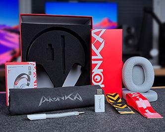 Actual product image Marvo MONKA ECHO headphones with microphone, white, backlit, tri-mode