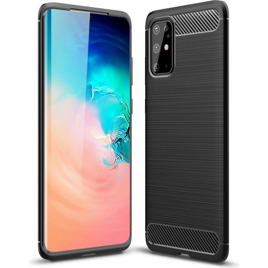 Screenguard Samsung Galaxy S20+ Hülle Carbon Brushed Soft TPU (Samsung Galaxy S20+), Smartphone Hülle, Schwarz