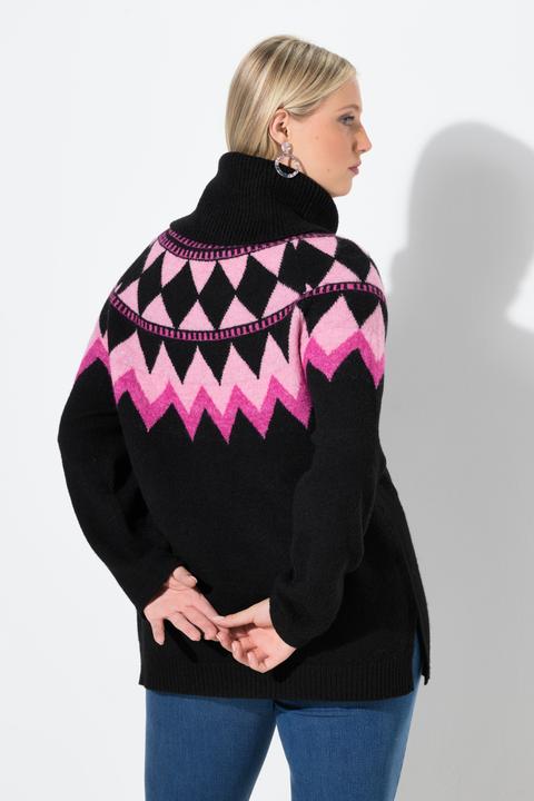 Produktbild Ulla Popken Pullover, Norwegermuster, Rollkragen, Langarm (62)