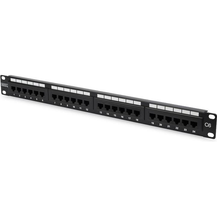 Digitus Professional DN-91624U - Patch Panel - RJ-45 X 24 - Schwarz, RAL 9005 - 1U (19"), Server Zubehör, Schwarz