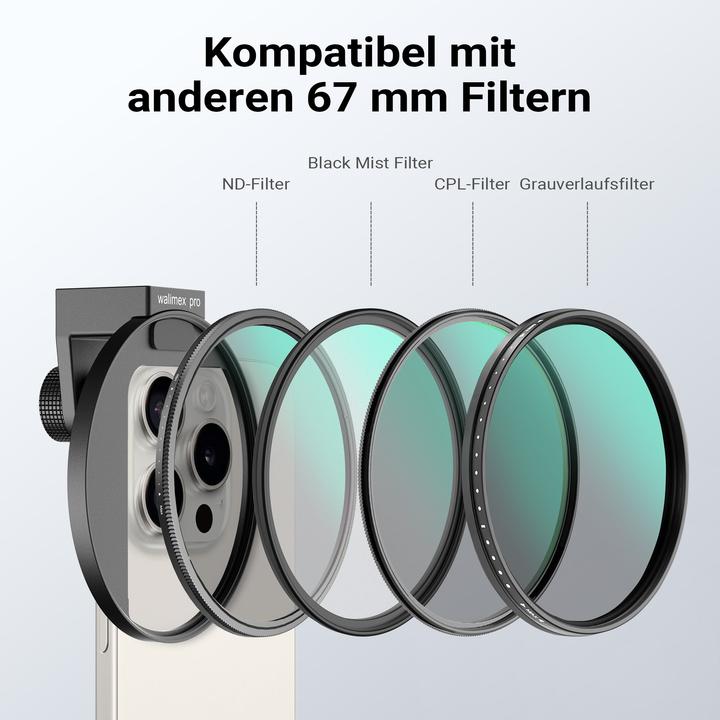 Produktbild Walimex pro Filterhalter 67 mm Polfilter CPL Handykamera Cold Shoe Fotografie (67 mm, Polarisationsfilter)