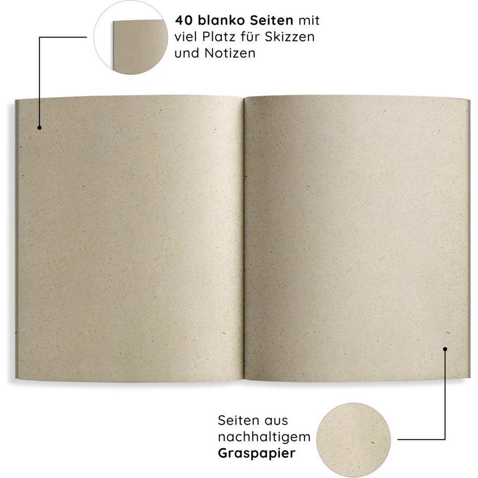 Thumbnail - Matabooks, Heft + Block, - A5 Notizheft aus Graspapier - Maya Farbe: Melon (A5)