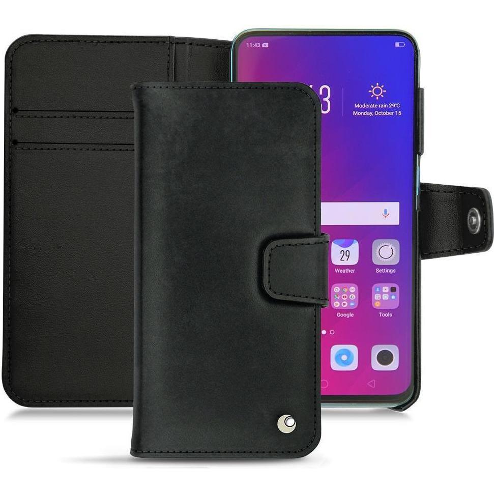 Noreve Lederschutzhülle Wallet (Oppo Find X), Smartphone Hülle, Schwarz