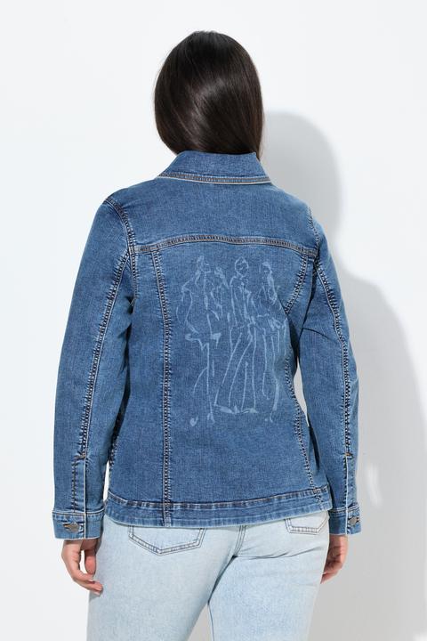 Produktbild Ulla Popken Jeansjacke, Rückendruck, Oversized, Hemdkragen (58)