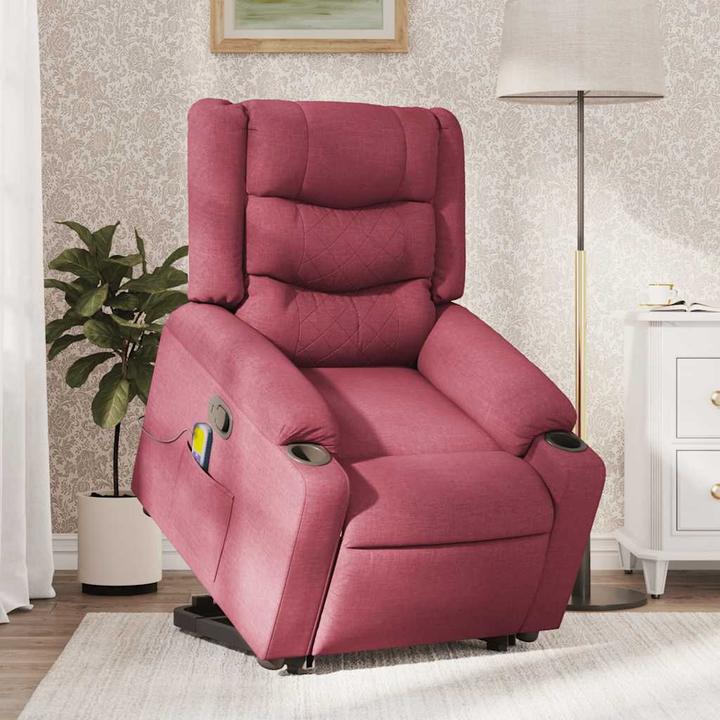 Immagine prodotto VidaXL Poltrona massaggiante con ausilio stand-up in tessuto rosso vino