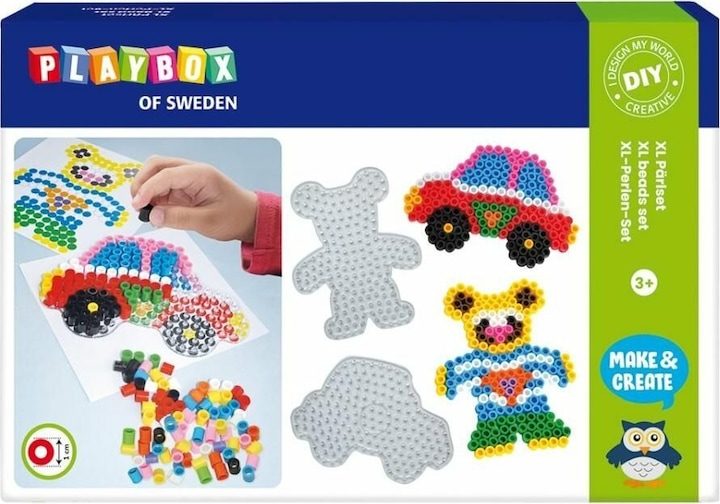 Playbox Iron on beads XL - car and teddy bear 600 pieces