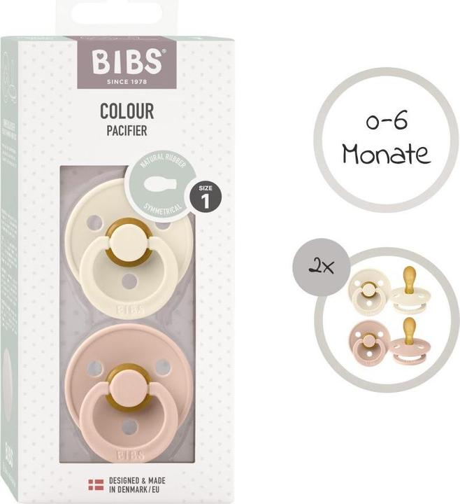 Immagine prodotto Bibs Succhietto in lattice colorato (simmetrico, 0-6 mesi), Avorio & Blush (2x, 0 - 6 Mesi)