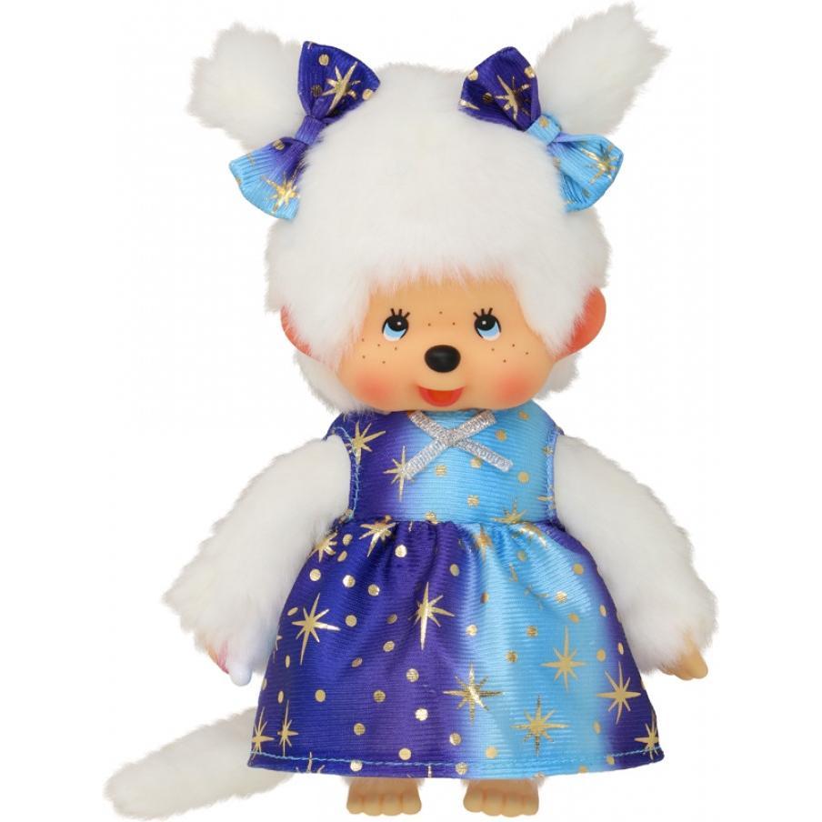 Magni Monchhichi Plüschfigur Mädchen mit Sternenlicht Kleid 20cm (20 cm)