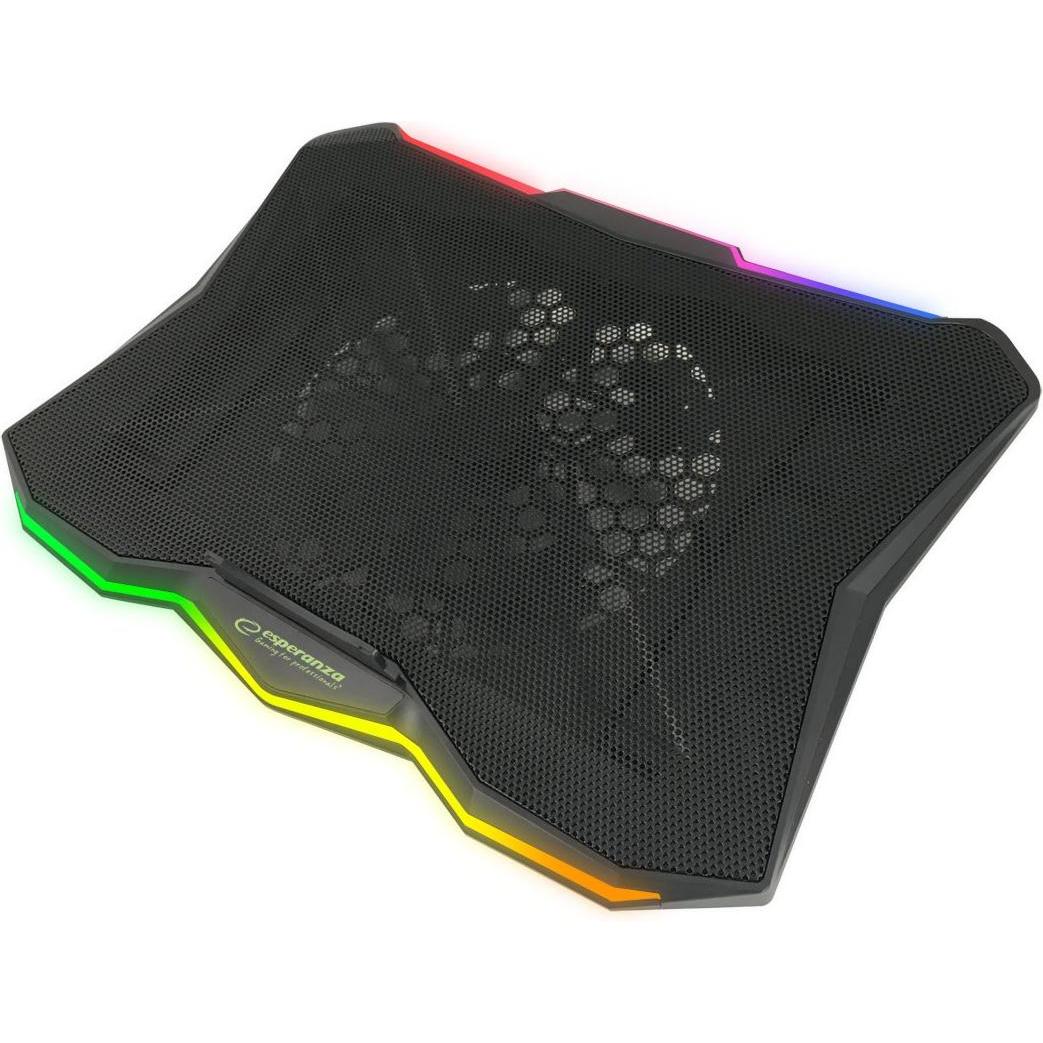 Esperanza Nero Egc110 Gaming Cooling Pad Per Laptop Led Rgb Xalok, Supporto Per Notebook,
