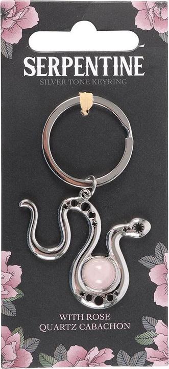 Actual product image Something Different Serpentine Snake Rose Quartz Keyring