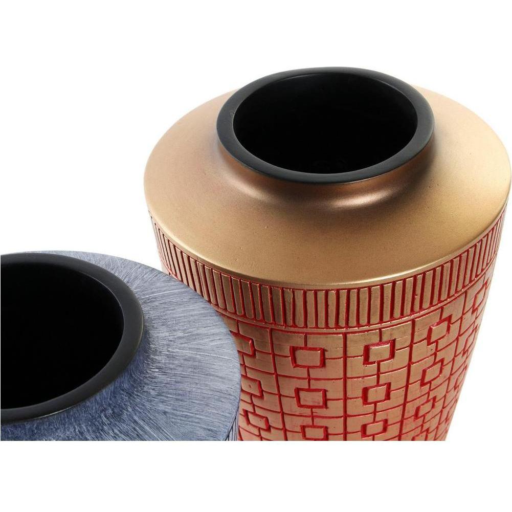 Thumbnail - DKD Home Decor, Vase, Vase 8424001822065 Blau Rot Harz Gold Orientalisch 17 x 17 x 20 cm (2 Stück) (2 x, 17 x 17 x 20 cm...