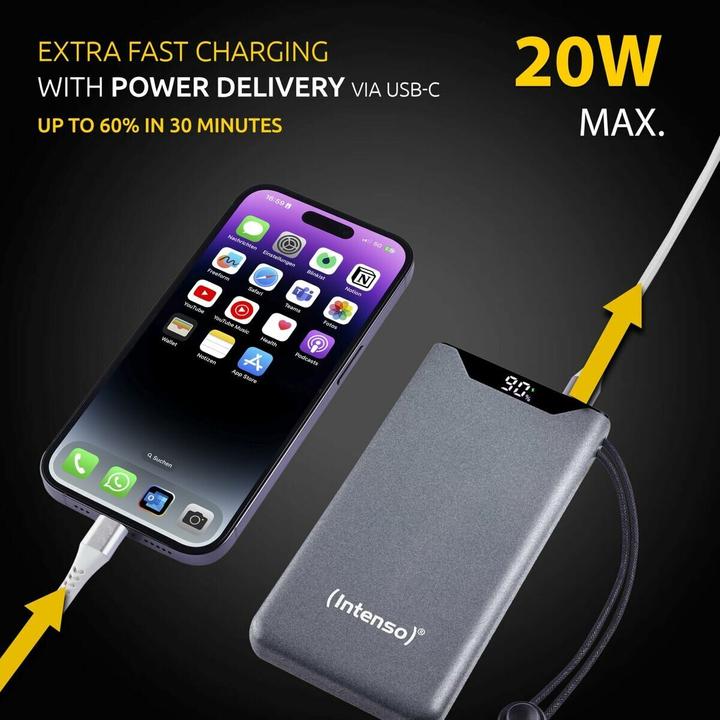 Produktbild Intenso Powerbank F10000 Gray (grau, 10.000 mAh, PD 3.0, Quick Charge 3.0) (10000 mAh, 20 W, 20 Wh)