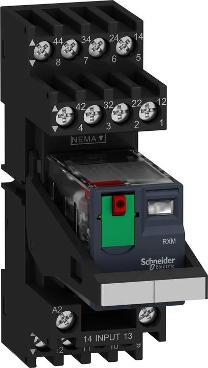 Produktbild APC Miniatur-Steckrelais mit LED RXM, 2 Wechsler, AC, 24V, 10A, Schraubklemme