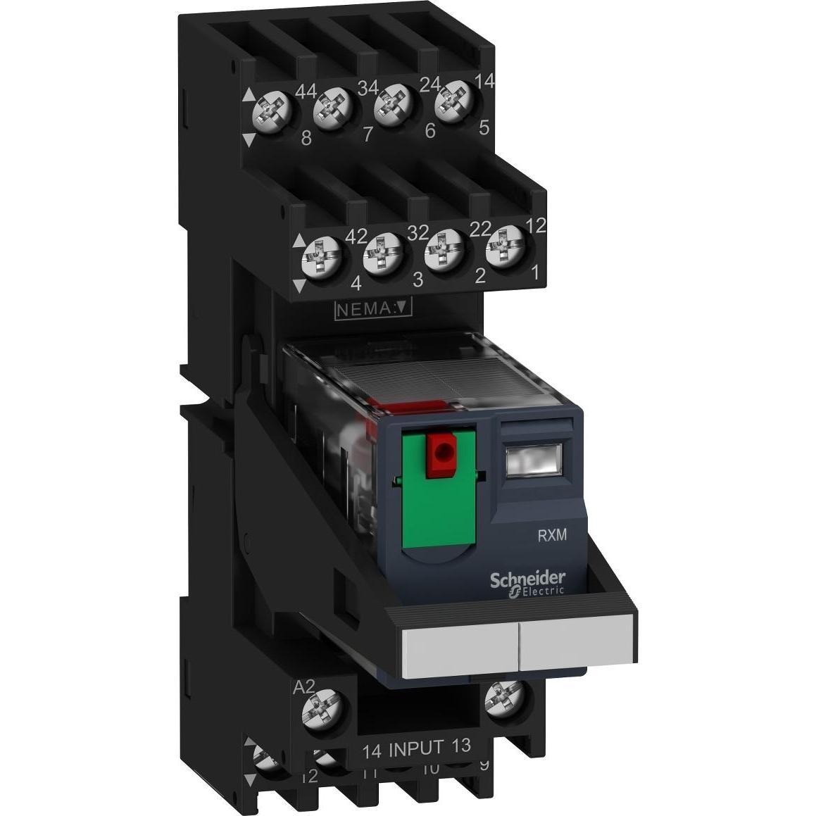 30x APC Miniatur-Steckrelais mit LED RXM, 2 Wechsler, AC, 24V, 10A, Schraubklemme, Relais