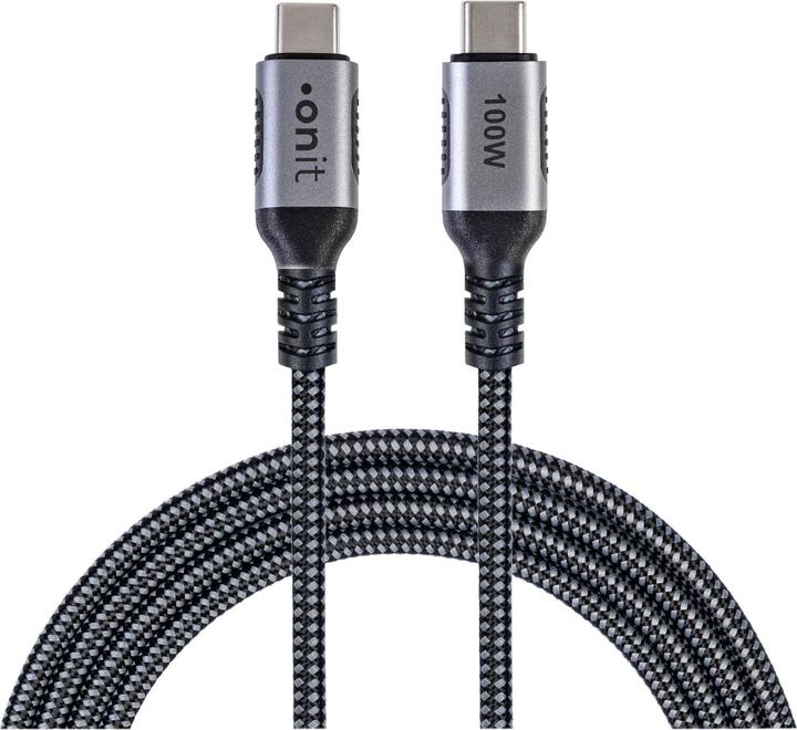 Image du produit Onit USB 3.1-Kabel USB C - USB C 1 m, Grau/Schwarz (1 m, USB 3.2 Gen 2, 100 W)