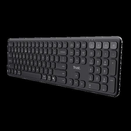 Produktbild Trust Vaiya Tastatur Universal USB + RF Wireless + Bluetooth US Englisch Schwarz (USA, Kabelgebunden, Kabellos)