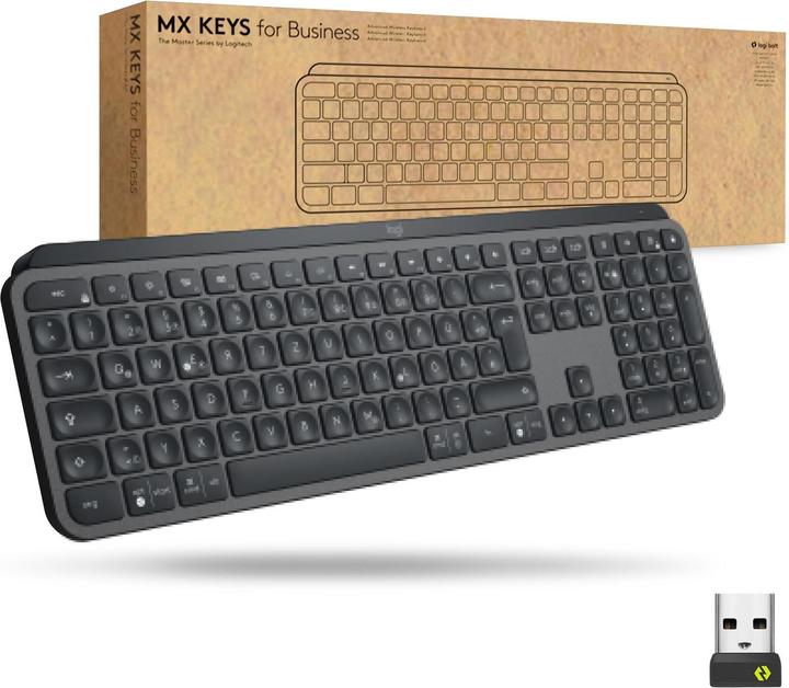 Image du produit Logitech MX Keys for Business Tastatur RF Wireless + Bluetooth UK International Graphit (Anglais-international, Sans fil)