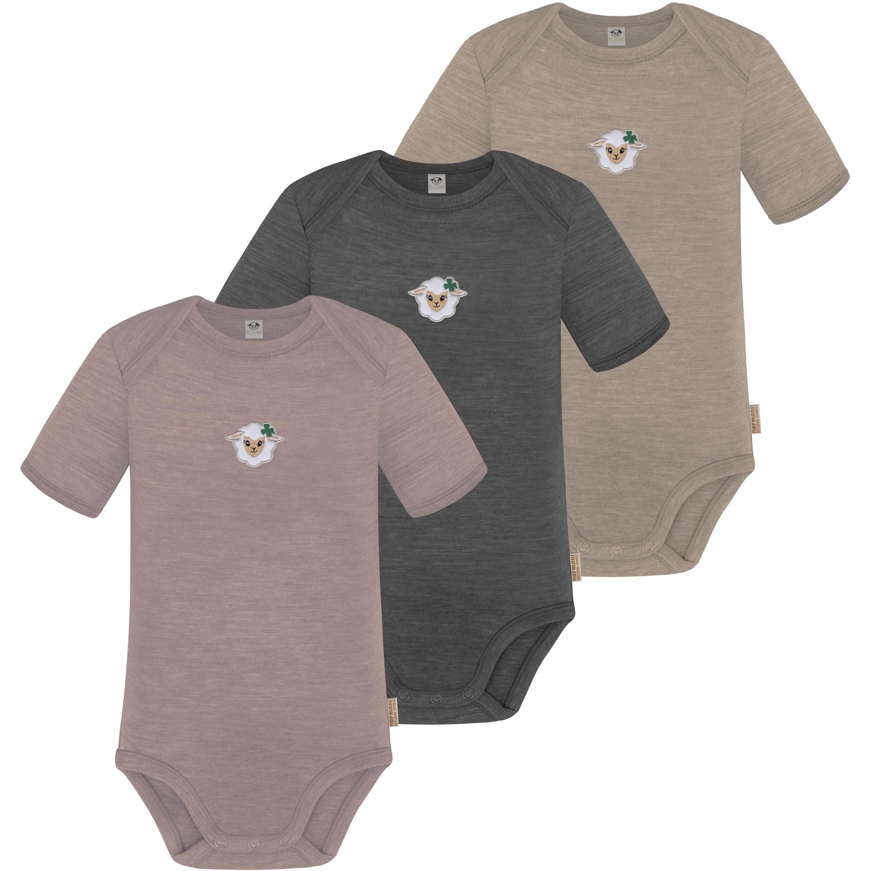 Normani, Herren, Body, 3er Set Baby Merino Body Kurzarm „Tauranga" - 9295, Beige, (62)