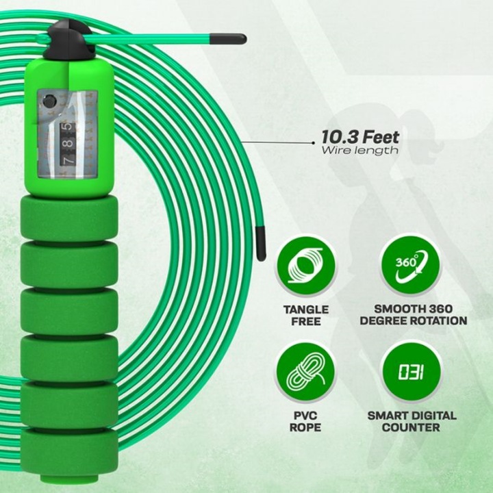 Actual product image Rdx Skipping Rope Kids Plastic Abs Green-10Ft (17583) (310 cm)