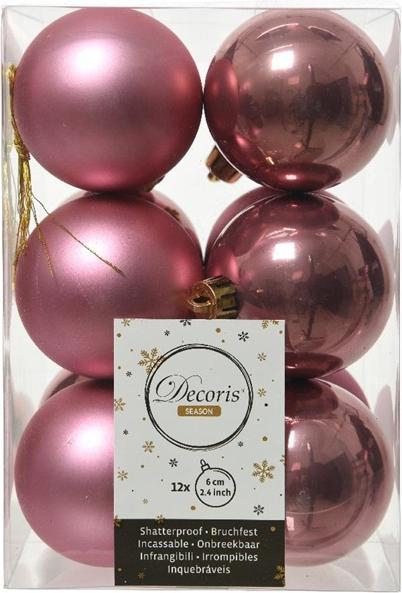 Decoris Christmas Tree toys 22002, pink, 60 mm, 12 pcs (12x)