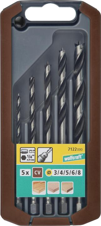 Actual product image wolfcraft wolfcraft 1 Holzbohrer-Set CV 5-tlg S=6-kt. ø3-8mm (8 millimetres)